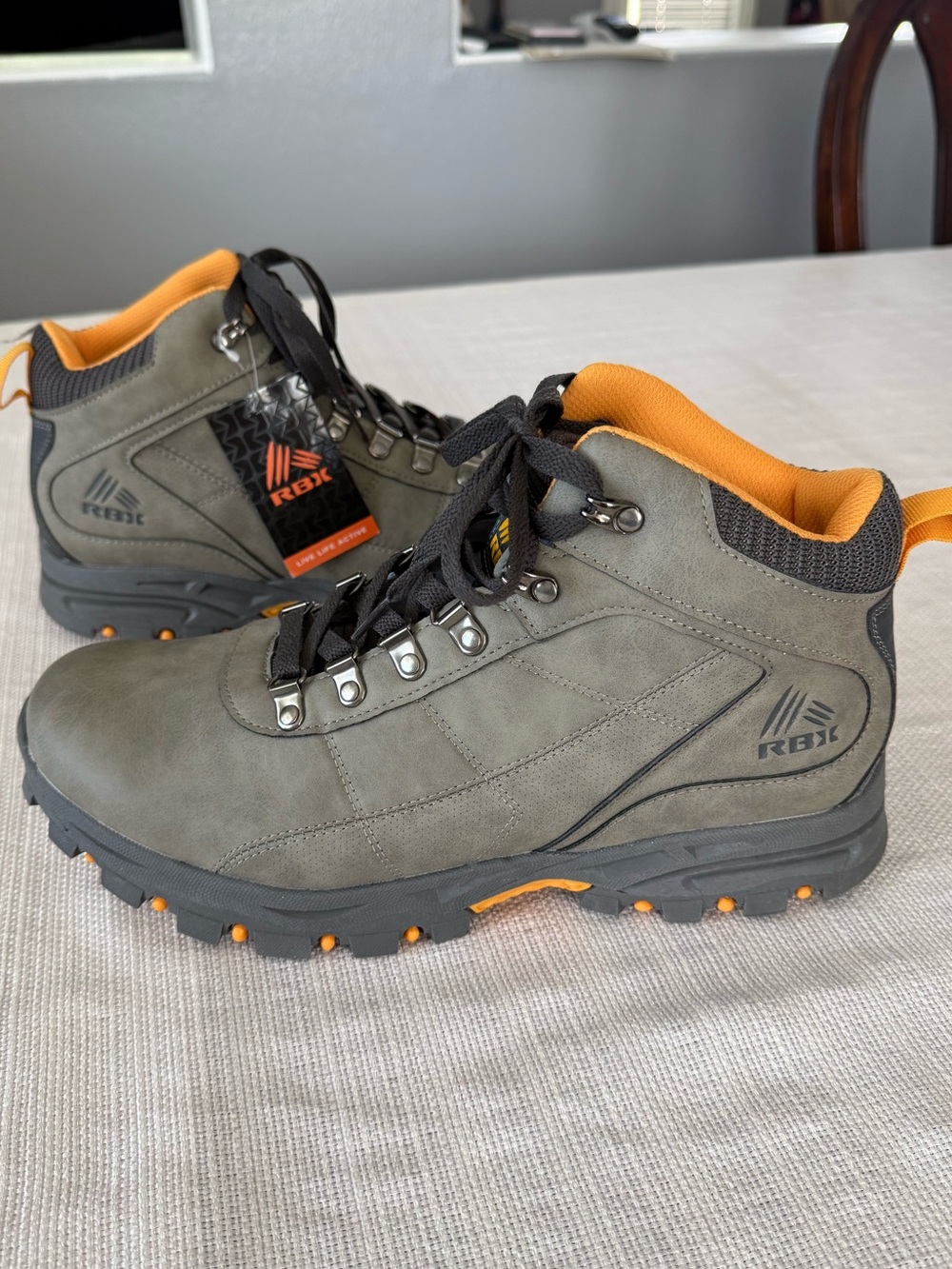 RBX Men's NITRO Gray Hiking Boots with Orange Accents